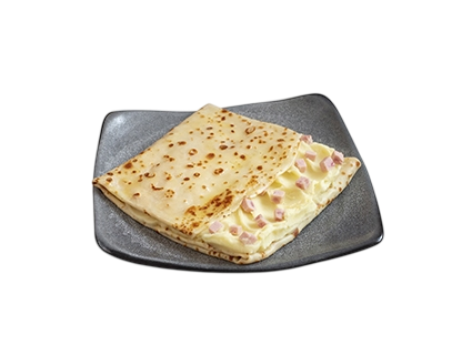 Блин с картофельным пюре и ветчиной