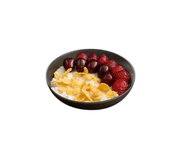 Каша с клубникой и черешней