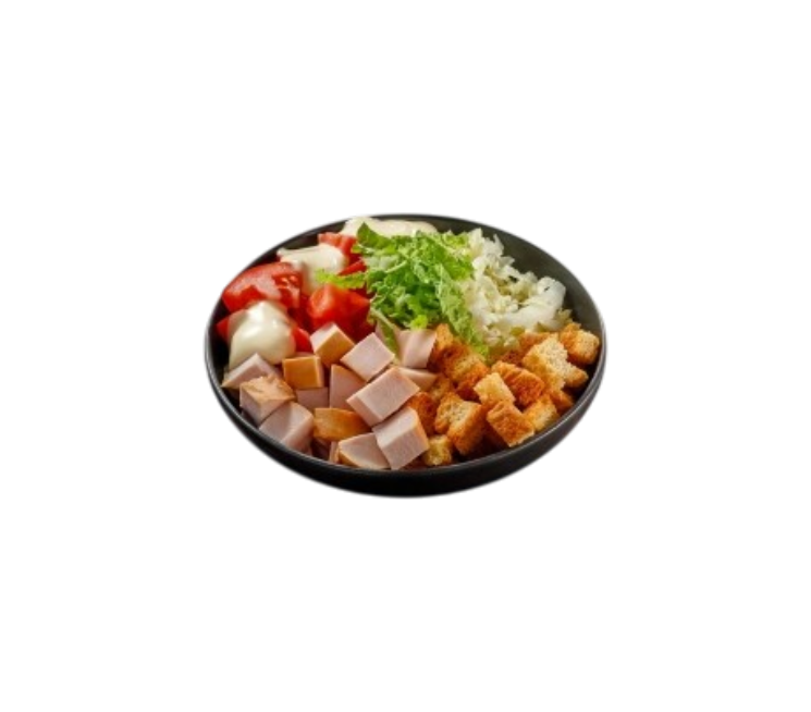 Салат с копченой грудкой и помидорами